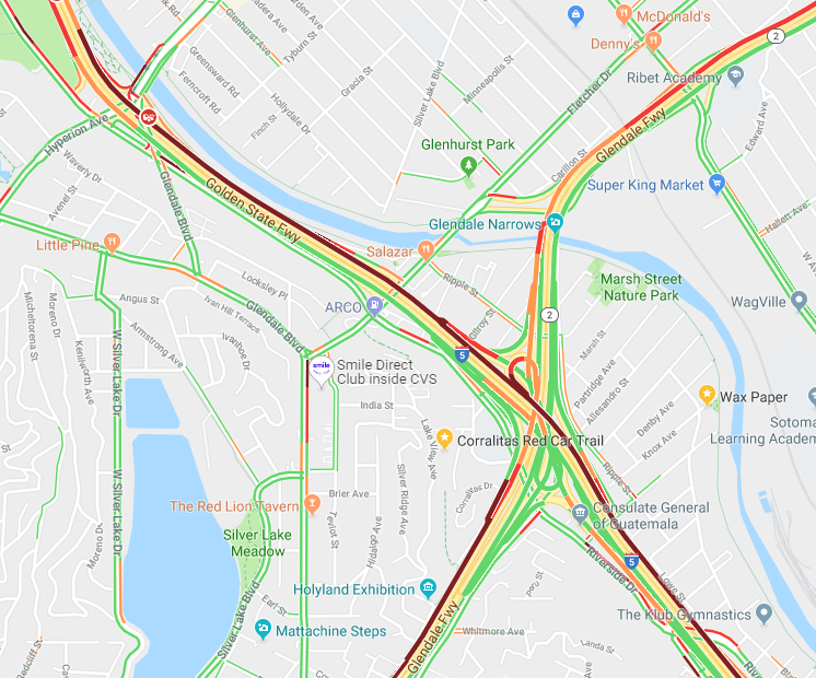 Google Map of traffic on 5 Freeway